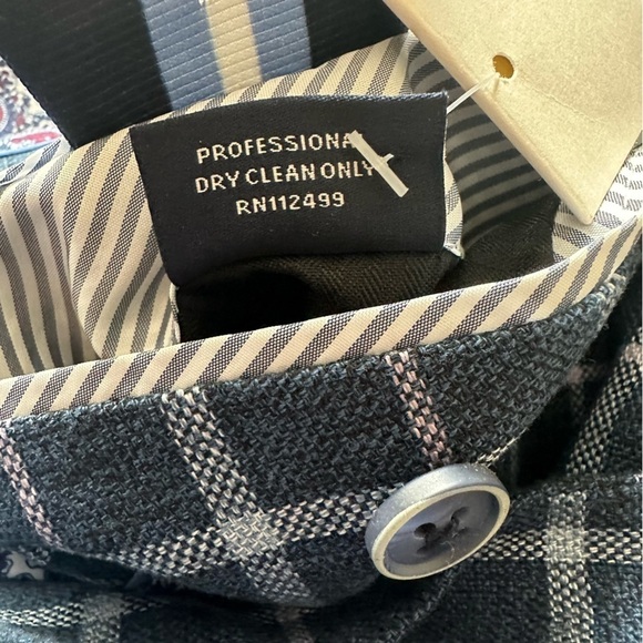 Tailorbyrd windowpane plaid sport coat blazer jacket blue small in EUC - Picture 14 of 16